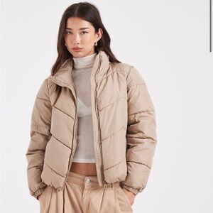 ASOS Women's Vero Moda Puffer Jacket In Tan Size Medium